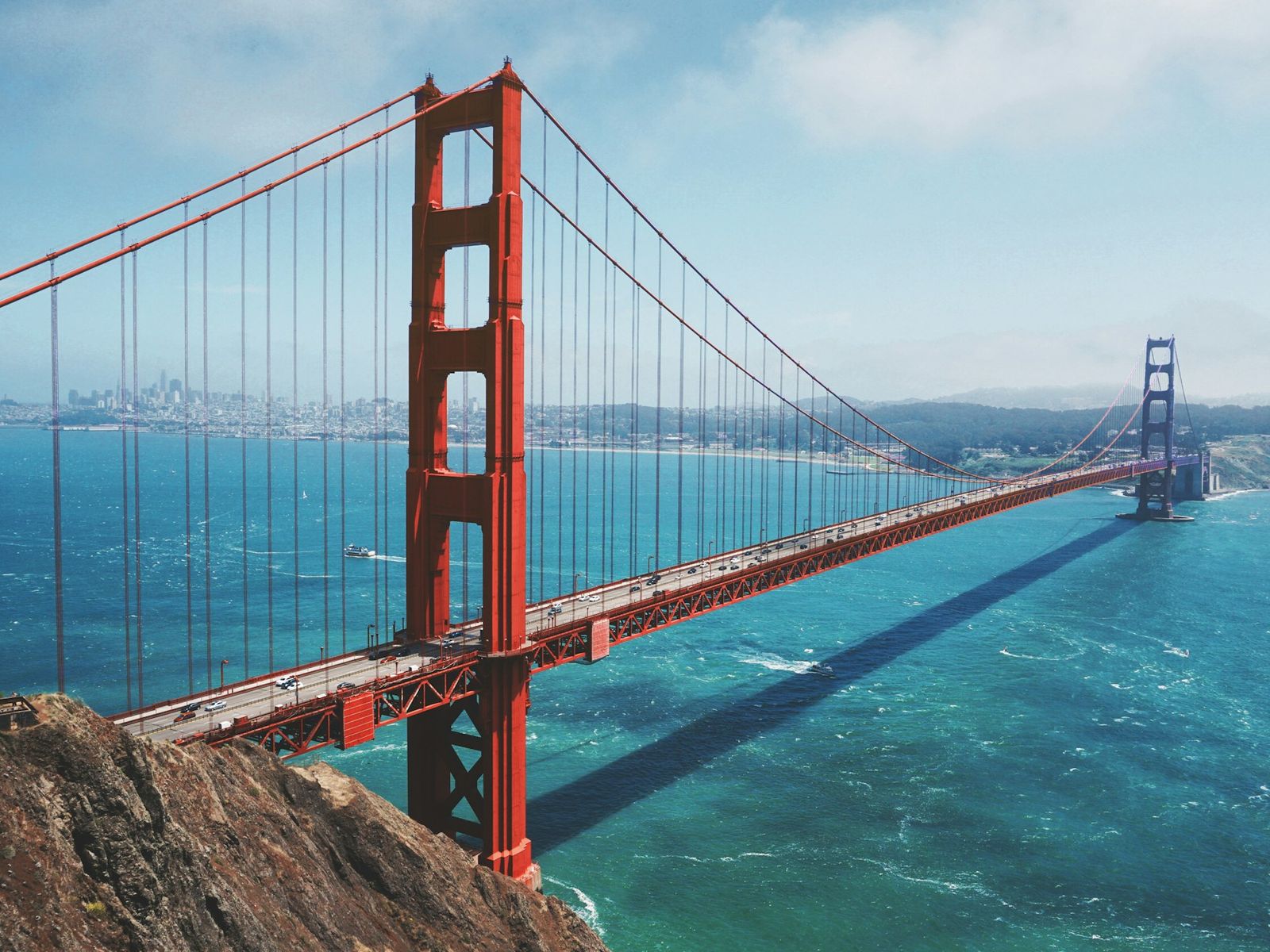Golden Gate Bridge over the bay on a clear day